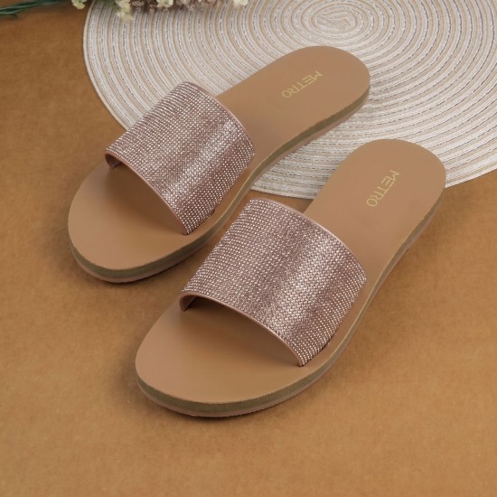 Women Rose-gold Casual Slip Ons
