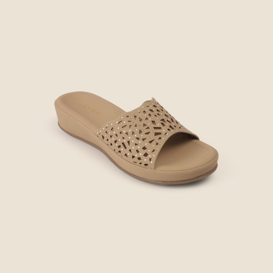 Women Beige Casual Slip Ons