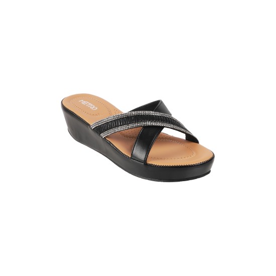 Women Black Casual Slip Ons