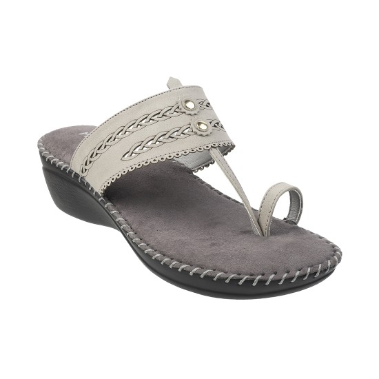 Women Grey Ethnic Slip Ons