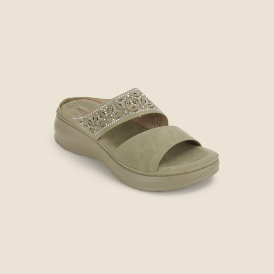 Women Green Casual Slip Ons