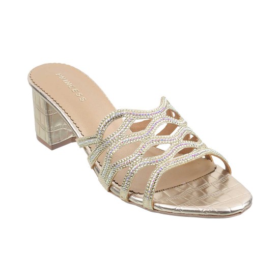 Women Gold Party Slip Ons