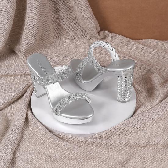Women Silver Party Slip Ons