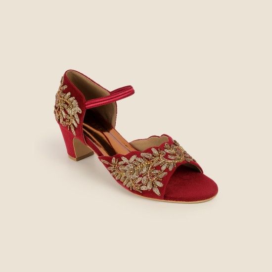 Women Maroon Ethnic Sandals