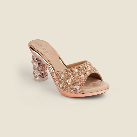 Women Rose-gold Party Slip Ons