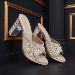 Women Gold Wedding Slip Ons
