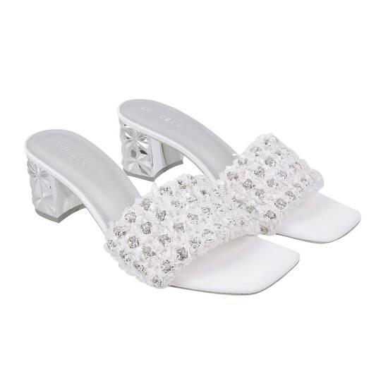 Women White Party Slip Ons