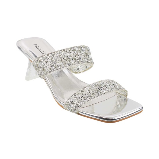 Women Silver Party Slip Ons