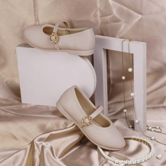 Girls Beige Casual Ballerinas