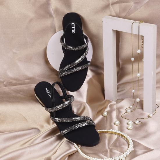 Girls Gun-metal Party Sandals