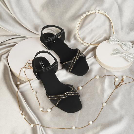 Girls Black Party Sandals