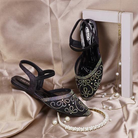 Girls Black Party Sandals
