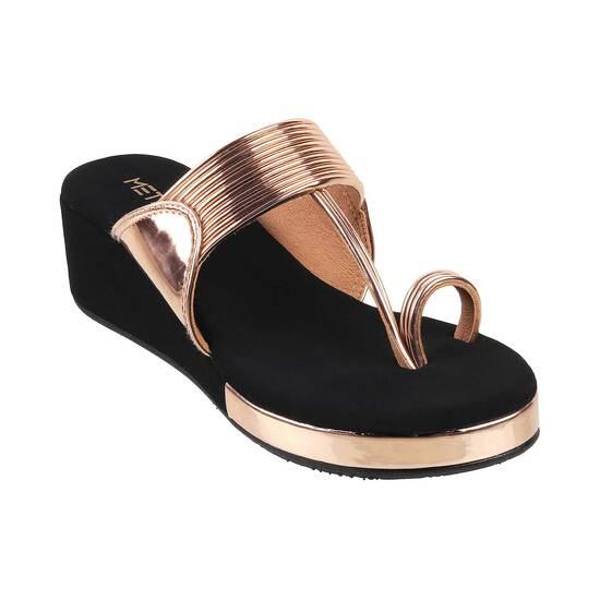 Girls Gold Ethnic Slip Ons