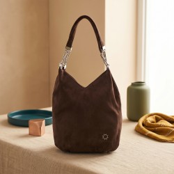 Women Brown-suede Hobo Bag