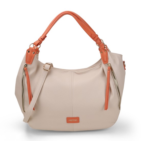 Women Beige Hobo Bag
