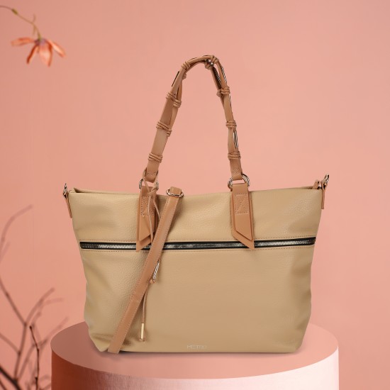 Women Beige Satchel Bag