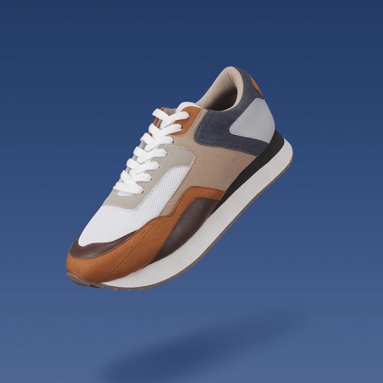 Men Tan Sports Walking Shoes