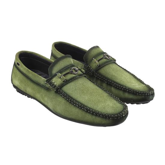 Men Green-suede Casual Loafers
