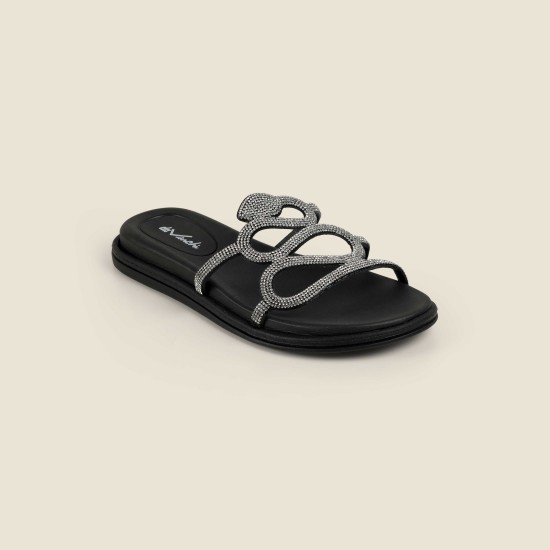 Women Black Casual Slippers