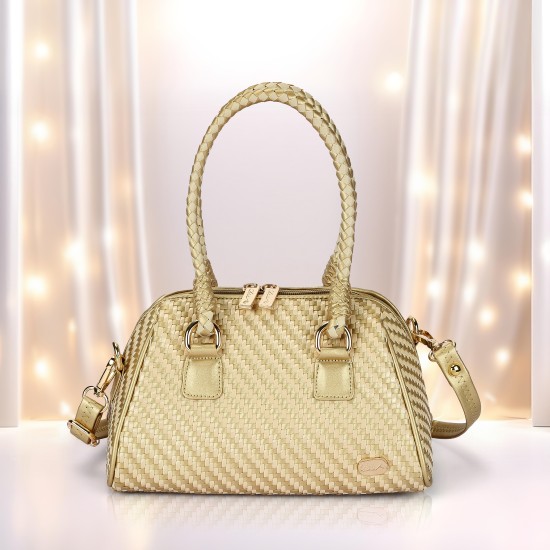 Women Beige-gold Satchel Bag