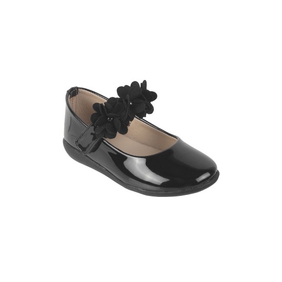 Girls Black-pat Formal Ballerinas