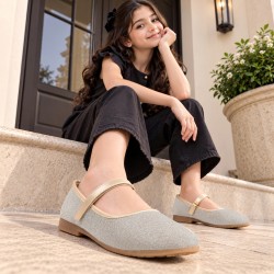 Girls Gold Casual Ballerinas