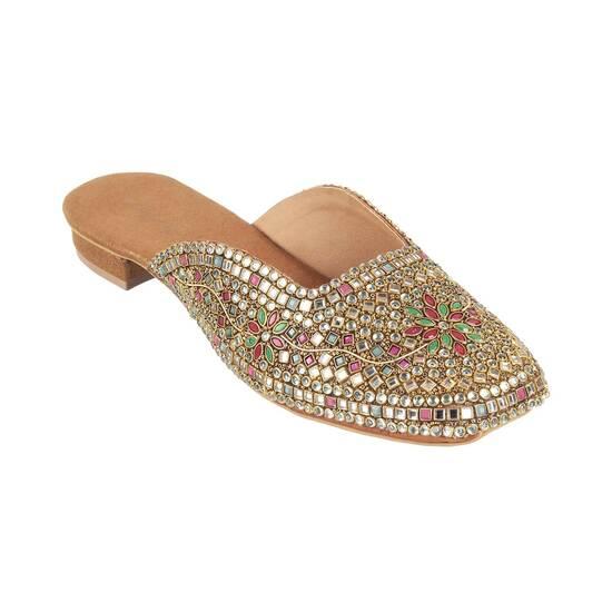 Women Antic-gold Wedding Slip Ons