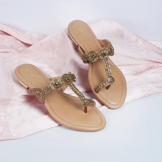 Women Antic-gold Ethnic Slip Ons