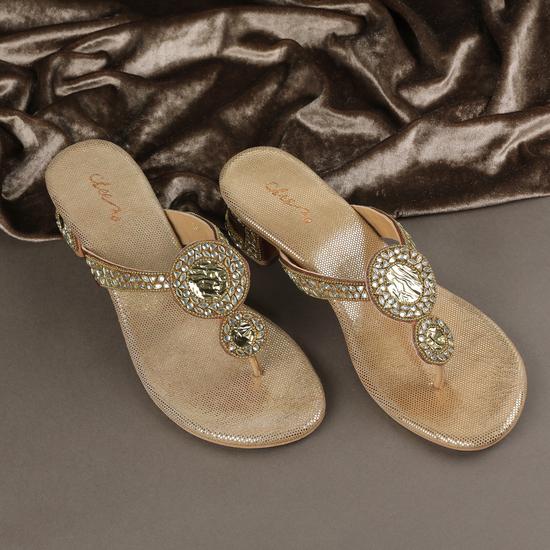 Women Antic-gold Ethnic Slip Ons