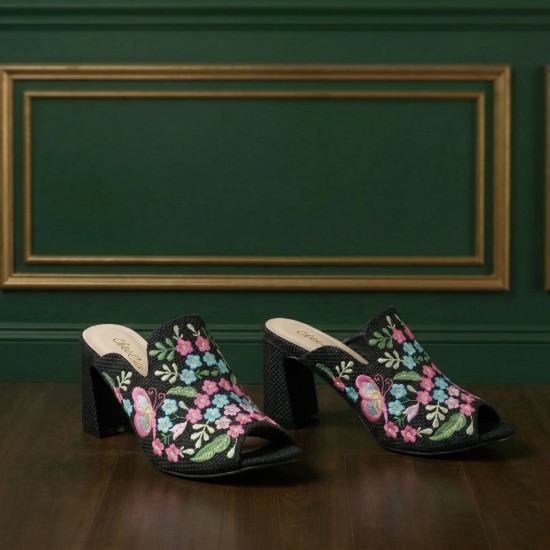 Women Black Ethnic Slip Ons