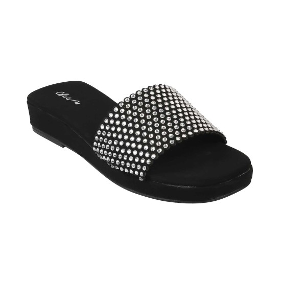 Women Black Casual Slippers