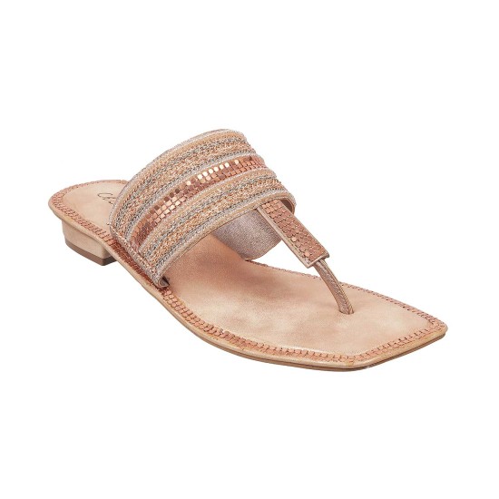 Women Gold Ethnic Slippers